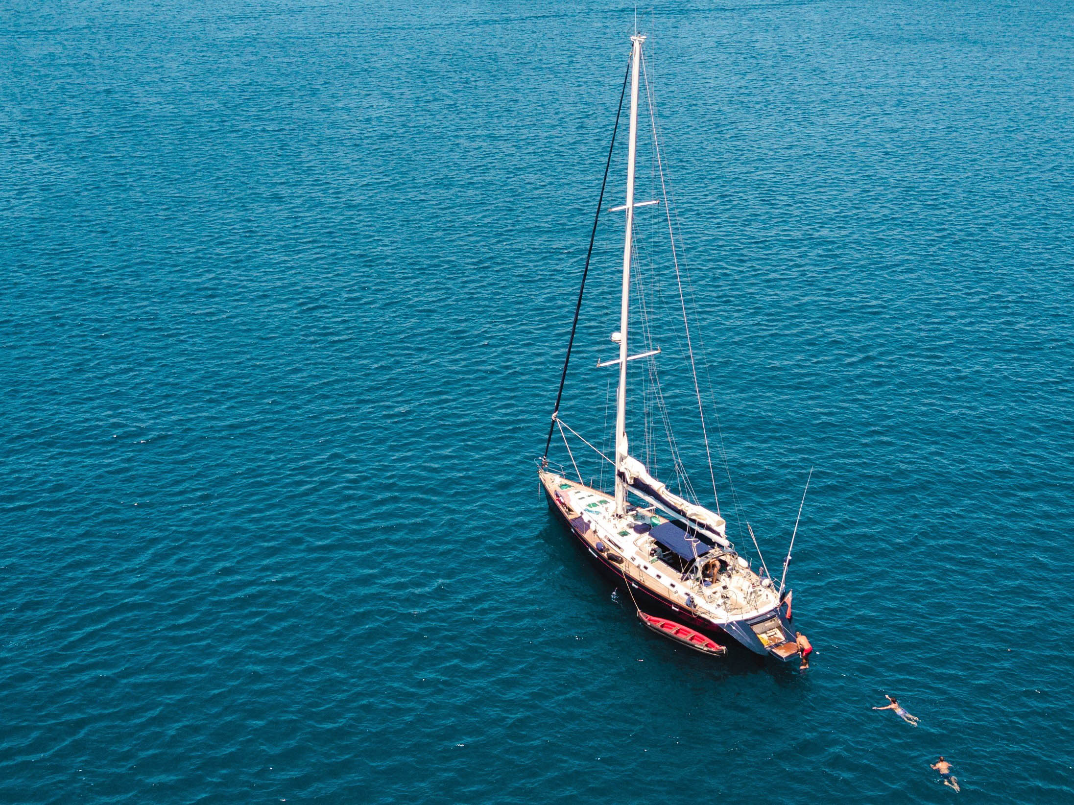 Yacht with crew, skipper and hostess
